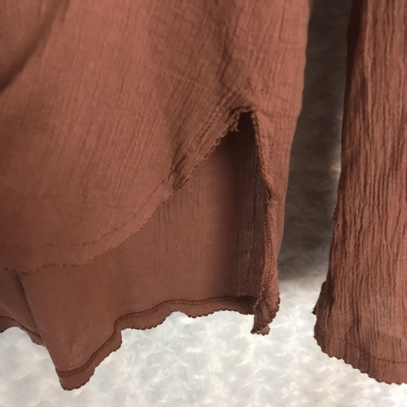 Free People On the Island Bell Sleeve Top XS Lace Crochet Fishnet - Picture 5 of 8